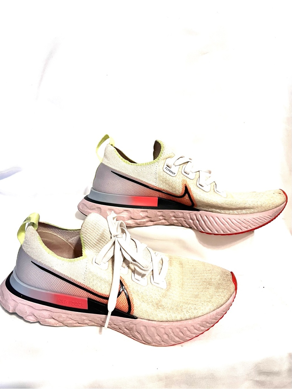 Nike Women’s Running Sneakers - White with Pink and Neon Yellow Accents